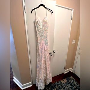 White and silver sequin gown, perfect for bridal / wedding events, never worn